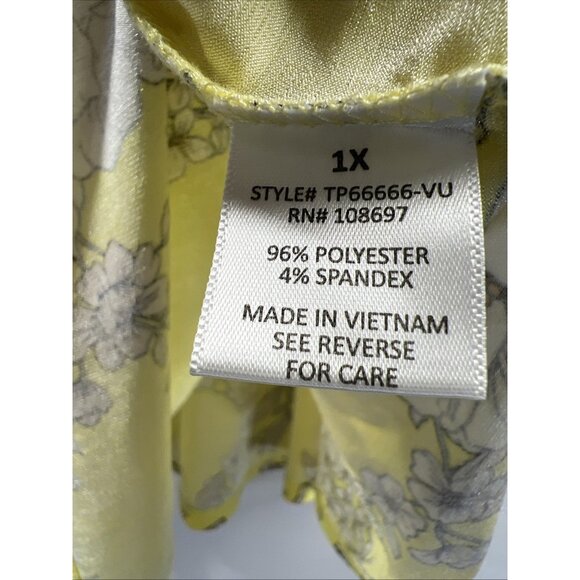 Daisy May Womens Top Size 1X Yellow Floral Babydoll. Cap Flutter Sleeve Feminine - Picture 4 of 7